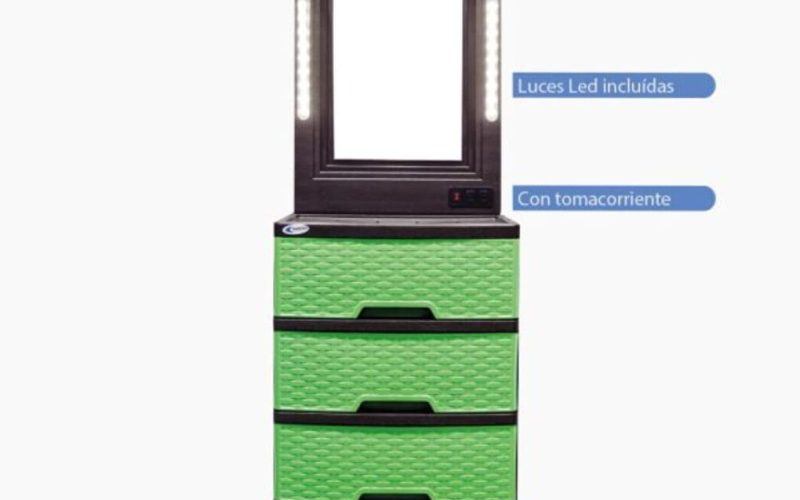 Gaveteros de plástico con espejo para hogares modernos en República Dominicana